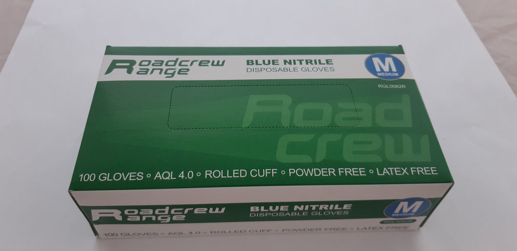 CLEARANCE SALE - Roadcrew Range Blue Nitrile Disposable Gloves