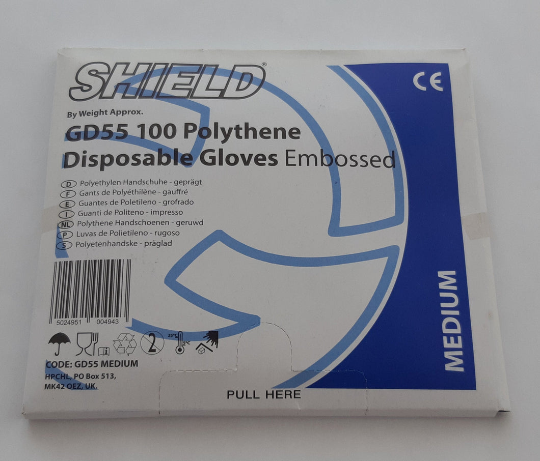CLEARANCE SALE - Disposable Polythene Gloves per 100 medium clear